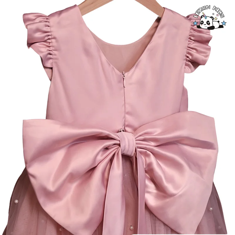 LEZONKIDS - Factory Customized Soft and Comfortable Fabric Girls Sleeveless Mesh Wedding Party  Girls Tulle Dress